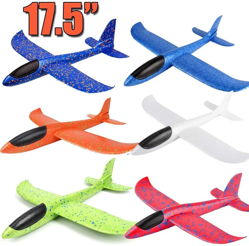 BooTaa 6 Pack Airplane Toys, 17.5" Large Throwing Foam Plane, 2 Flight Mode Foam Gliders, Birthday Gifts for Kids 3 4 5 6 7 8 9 10 11 12 Year Old Boys Kids Girls, Outdoor Yard Family Game Toys - Image 5